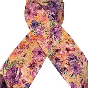 Classic Shaped Equestrian Stocktie foxhunting floral purple green orange